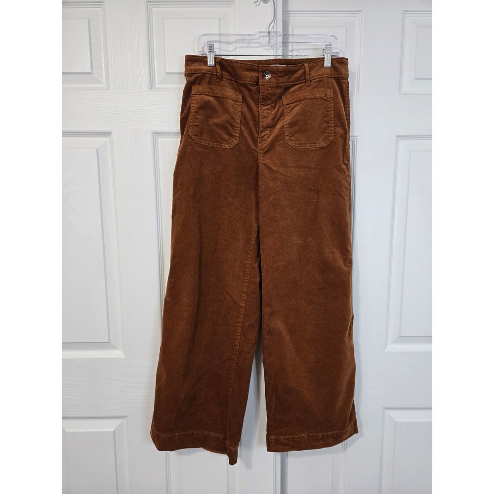 LOFT 10 Brown Corduroy Wide Leg Patch Pocket High Rise Pants Cinnamon